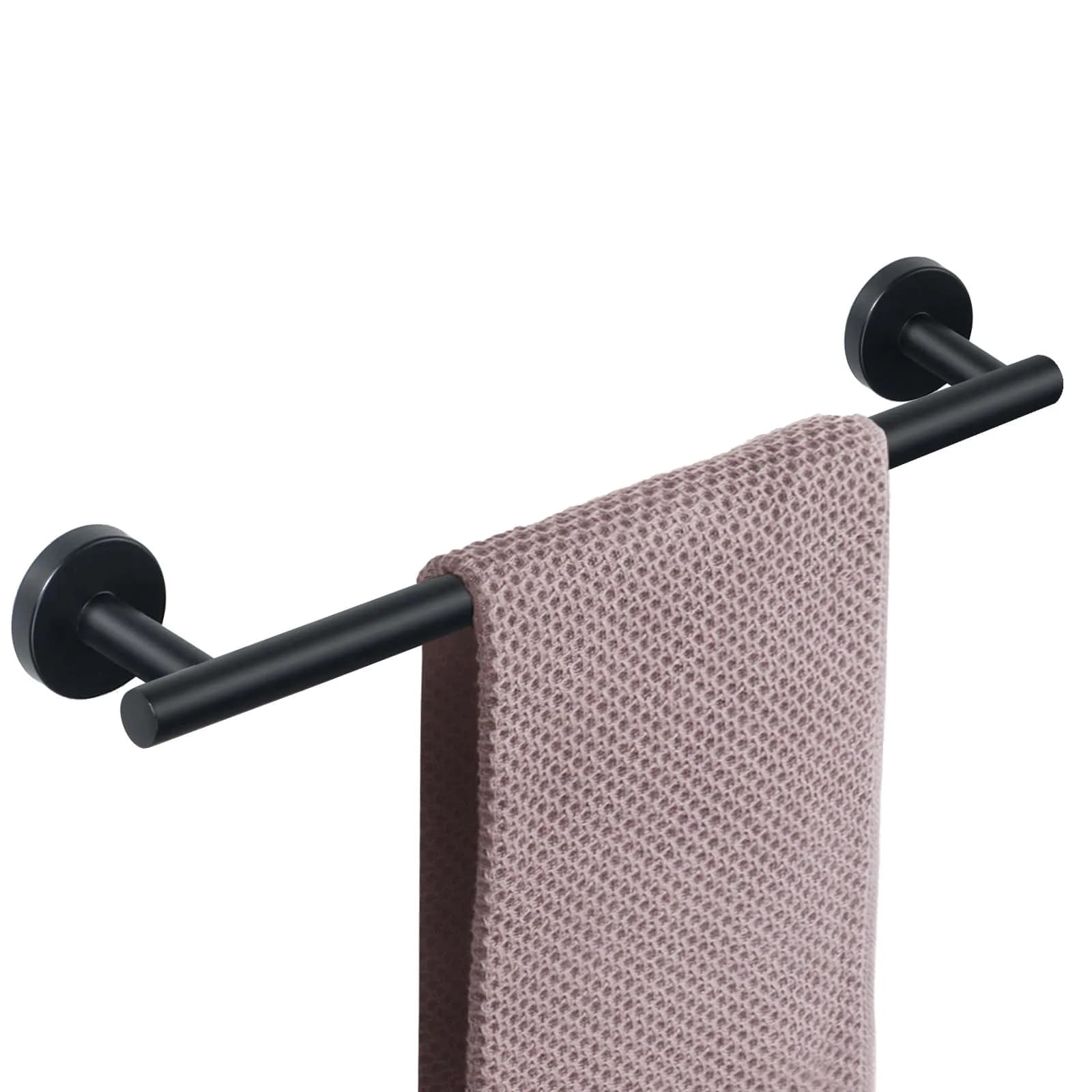 NearMoon Matte Black Stainless Steel Towel Bar | 50.8cm (20 Inch) Wall Mounted Holder - main product image