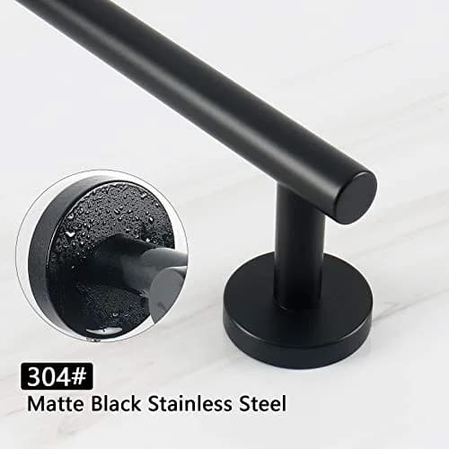 NearMoon Matte Black Stainless Steel Towel Bar | 50.8cm (20 Inch) Wall Mounted Holder thumbnail 6