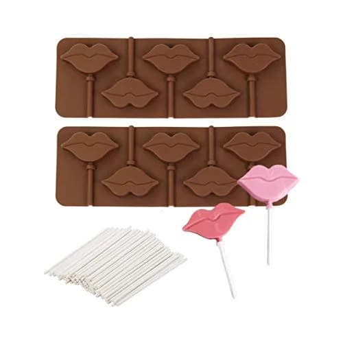 MoldFun 2Pcs Red Lips Lollipop Molds with 20Pcs Sticks | Food Grade Silicone Candy Molds thumbnail 1
