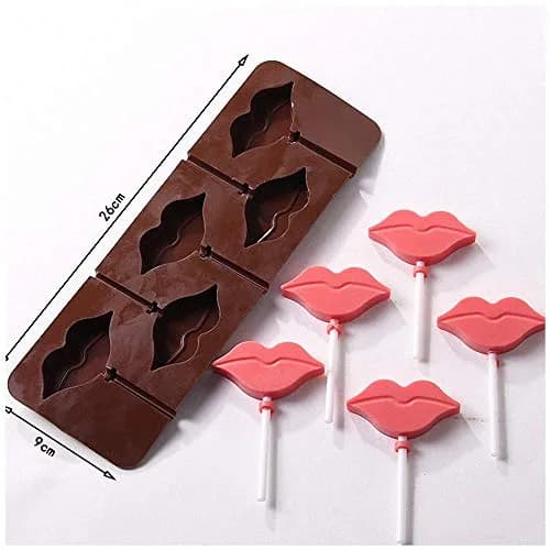 MoldFun 2Pcs Red Lips Lollipop Molds with 20Pcs Sticks | Food Grade Silicone Candy Molds thumbnail 2