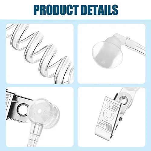 Sumind 8 Pcs Security Earpiece Acoustic Tube Replacement for 2-Way Radio | Costume Prop with Metal Clip thumbnail 2