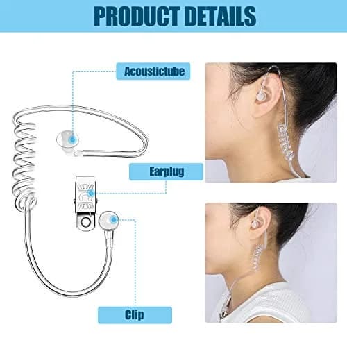 Sumind 8 Pcs Security Earpiece Acoustic Tube Replacement for 2-Way Radio | Costume Prop with Metal Clip thumbnail 3