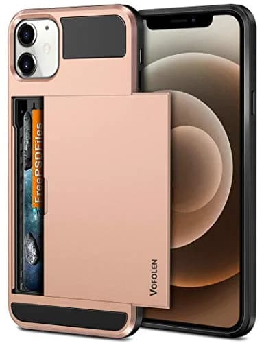 Vofolen Rose Gold Wallet Case for iPhone 12 Mini (5.4 inch) | Holds 2 Cards, Slim Hybrid Design thumbnail 1