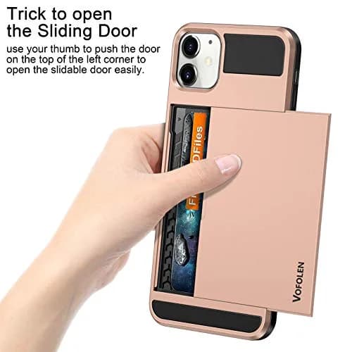 Vofolen Rose Gold Wallet Case for iPhone 12 Mini (5.4 inch) | Holds 2 Cards, Slim Hybrid Design thumbnail 2