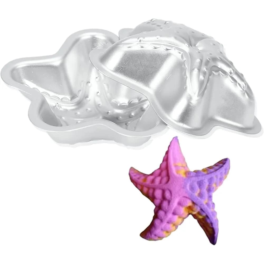 Dioche Bath Bomb Mold Set 3 Shapes | Aluminium Alloy Durable & Hygienic (Sea Star, Conch, Petal) | 2 pcs - main product image