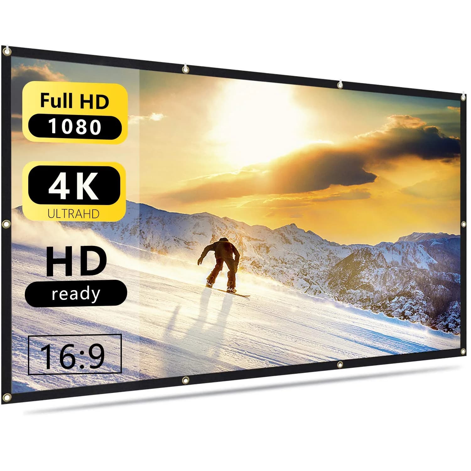 Jscreen 60 inch Projector Screen 16:9 HD Foldable Anti-Crease Portable Projection Movies Screen for Home Theater Outdoor Indoor Support Double Sided Projection - main product image