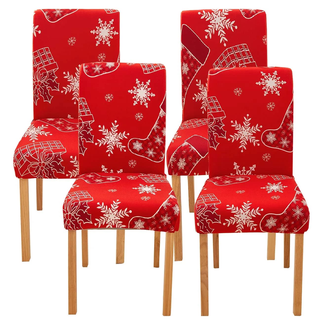 Ogrmar 4PCS Stretch Removable Washable Dining Chair Protector Slipcovers Christmas Decoration/Home Decor (17.7-25.6 inch Back Height) - main product image