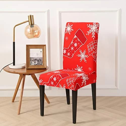 Ogrmar 4PCS Stretch Removable Washable Dining Chair Protector Slipcovers Christmas Decoration/Home Decor (17.7-25.6 inch Back Height) thumbnail 2