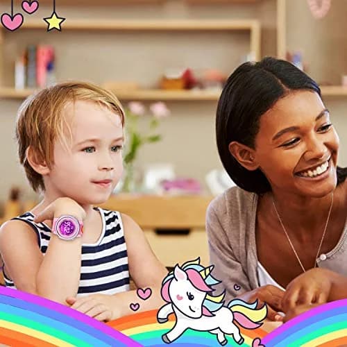 VAPCUFF Unicorn Kids Watch for Girls Ages 3-12, Pink Silicone Strap | Fun Cartoon Analog-Digital Watch with LED Light thumbnail 7