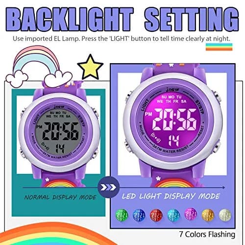 VAPCUFF Unicorn Watch for Girls Age 3-12 | 30M Waterproof Digital Toy Watch with LED Light thumbnail 3