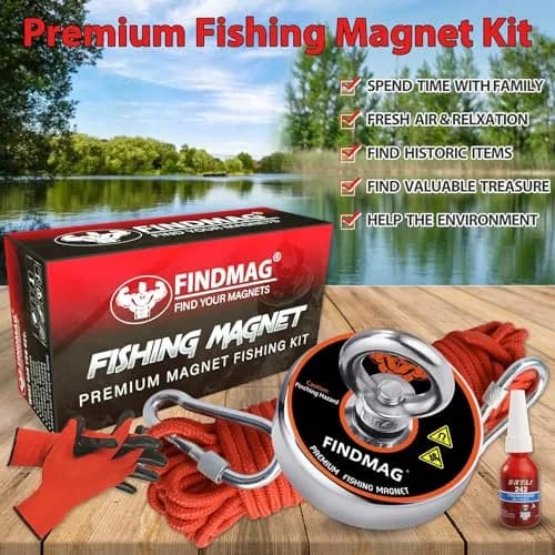FINDMAG 500 LB Neodymium Fishing Magnet Kit 60mm (2.36 Inch) Diameter | Heavy Duty Underwater Retrieving Tool thumbnail 2