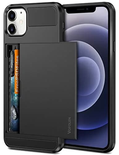 Vofolen Black Wallet Case for iPhone 12 Mini (5.4 Inch) | Hidden Card Holder & Shockproof Protection thumbnail 1