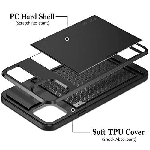 Vofolen Black Wallet Case for iPhone 12 Mini (5.4 Inch) | Hidden Card Holder & Shockproof Protection thumbnail 6