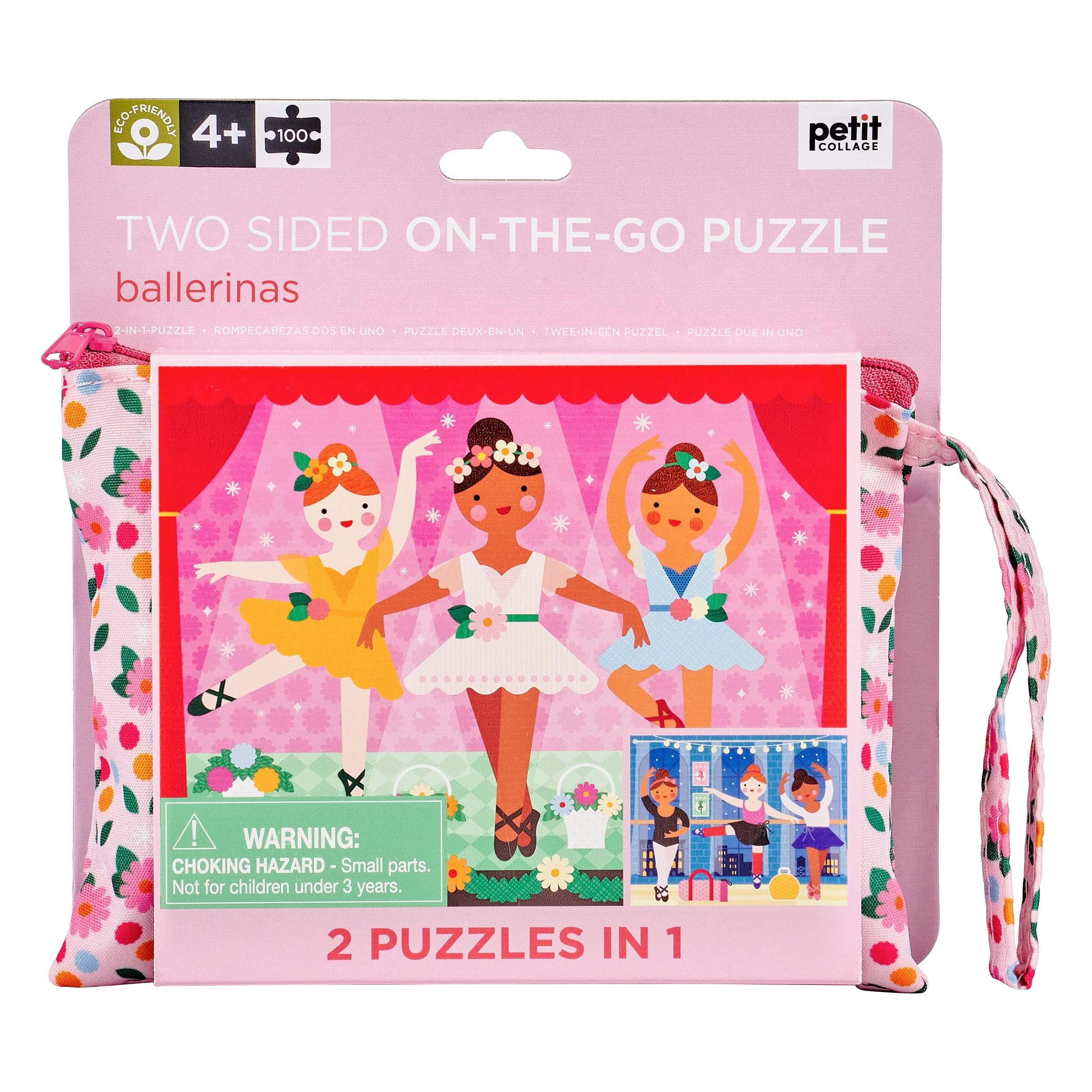 Petit Collage Jigsaw Puz 2 Sided Ballerina | Double-Sided 100-Piece Puzzle for Kids 4+ - main product image