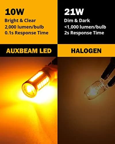 Auxbeam 1156 Amber Yellow LED Turn Signal Bulbs 3500K (BA15S P21W) | 4000 Lumens Brightness thumbnail 4