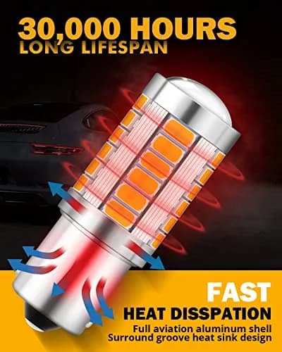 Auxbeam 1156 Amber Yellow LED Turn Signal Bulbs 3500K (BA15S P21W) | 4000 Lumens Brightness thumbnail 5