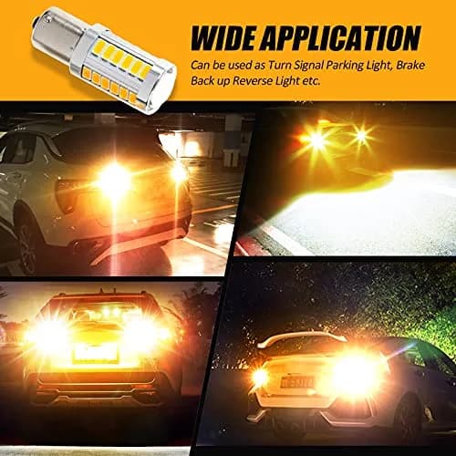Auxbeam 1156 Amber Yellow LED Turn Signal Bulbs 3500K (BA15S P21W) | 4000 Lumens Brightness thumbnail 6