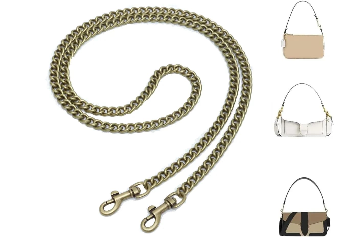 OAikor Iron Flat Antique Gold Purse Chain Strap 120 cm (47") | Durable Metal Bag Chain for Handbags - main product image