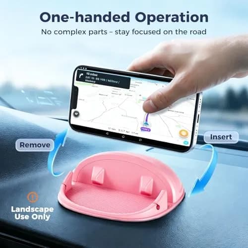 Loncaster Pink Silicone Car Phone Holder Mat 17.8cm (7in) | Stable Slip-Free Dashboard Mount thumbnail 5