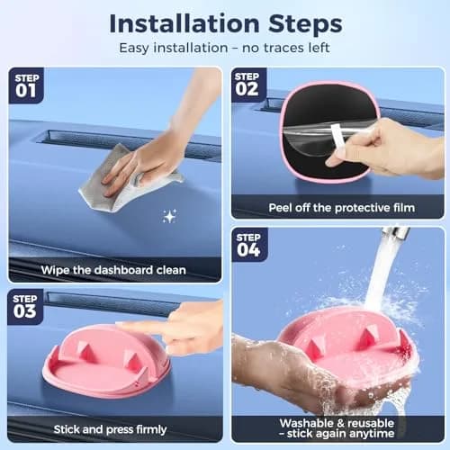 Loncaster Pink Silicone Car Phone Holder Mat 17.8cm (7in) | Stable Slip-Free Dashboard Mount thumbnail 7