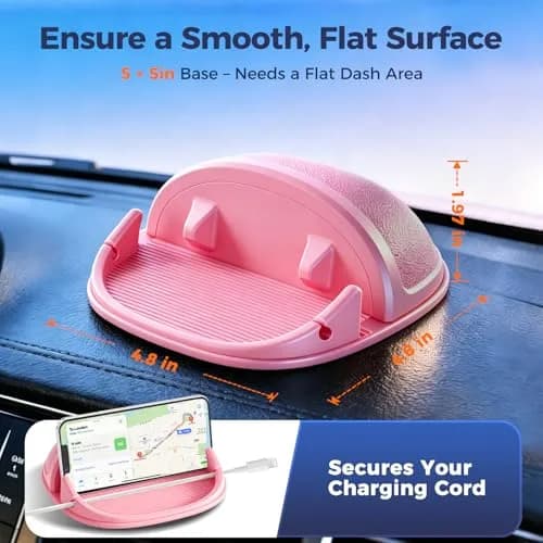 Loncaster Pink Silicone Car Phone Holder Mat 17.8cm (7in) | Stable Slip-Free Dashboard Mount thumbnail 8