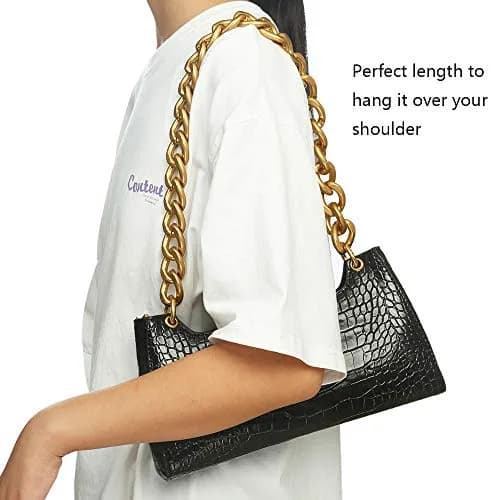 Xiazw Heavy Chunky Aluminum Metal Purse Handle Bag Chains 62cm (24.6") | Punk Design for Handbags & Crossbody Bags thumbnail 7
