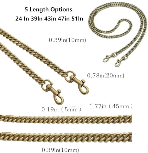 OAikor Antique Gold Flat Bag Chain Strap 100cm (39") | Metal Purse Chain for DIY Handbags thumbnail 2