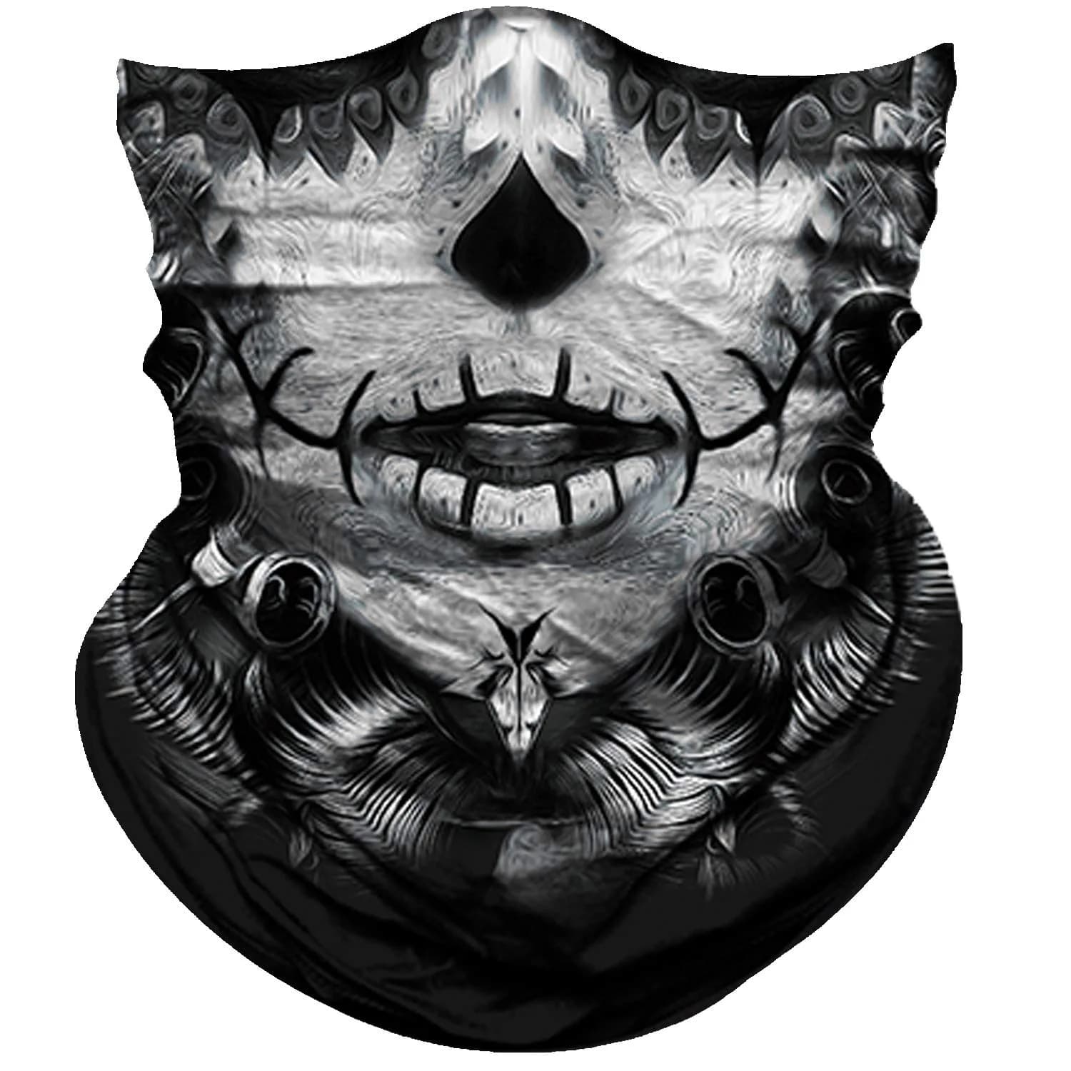 Obacle Skull Face Mask - Gray White Face Tear Lips Design for Dust, Wind & UV Protection
