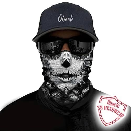 Obacle Skull Face Mask - Gray White Face Tear Lips Design for Dust, Wind & UV Protection thumbnail 2