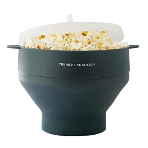 The Silicone Kitchen Silicone Microwave Popcorn Maker Collapsible Bowl | Non-Toxic, Dishwasher Safe, Dark Blue thumbnail 1