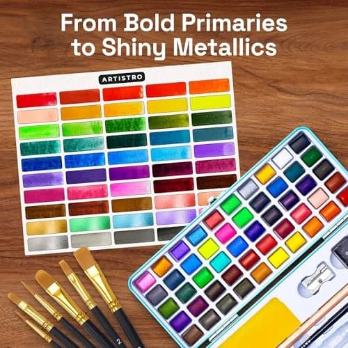 ARTISTRO Vivid Watercolor Paint Set with Palette & Brush Pens | High-Quality Artist Watercolors thumbnail 3