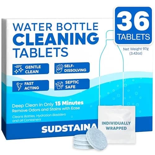 Sudstainables Water Bottle Cleaning Tablets 36 Count | Cleans Reusable Bottles, Tumblers, Flasks and Hydration Packs thumbnail 1