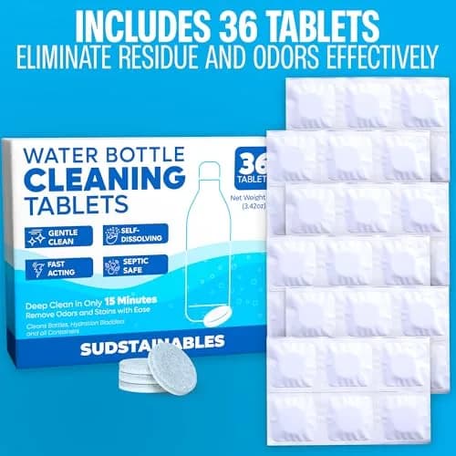 Sudstainables Water Bottle Cleaning Tablets 36 Count | Cleans Reusable Bottles, Tumblers, Flasks and Hydration Packs thumbnail 6