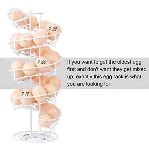 Toplife White Item Container | Spiral Metal Egg Skelter Dispenser, 6.9 x 6.9 x 16.1 in, Modern Kitchen thumbnail 4
