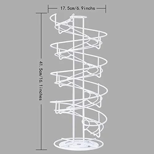 Toplife White Item Container | Spiral Metal Egg Skelter Dispenser, 6.9 x 6.9 x 16.1 in, Modern Kitchen thumbnail 2
