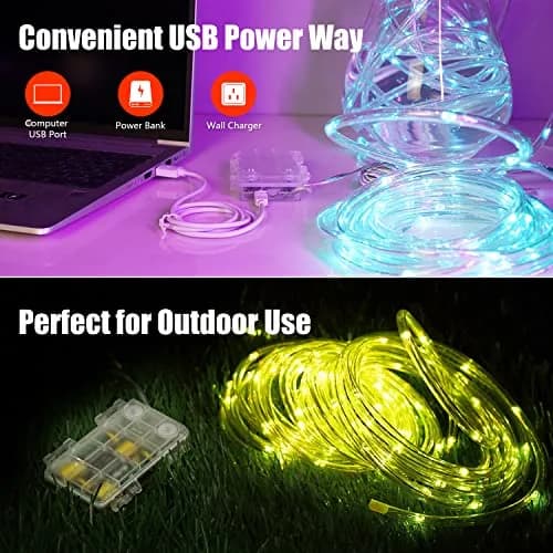 OMIKA 33ft 100 LED Rope Lights | 16 Color Changing, 132 Modes, Battery & USB Powered thumbnail 3