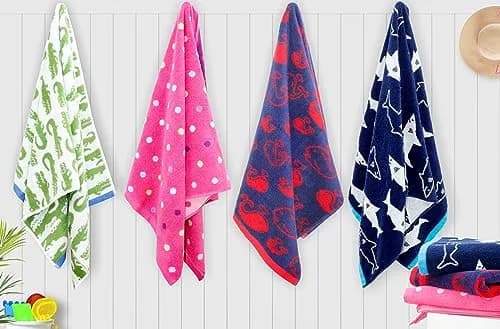 ORIGINAL KIDS 6 Piece Towel Set - Pink Multi Color | 2 Bath, 2 Hand, 2 Wash Cloths | 100% Cotton thumbnail 7