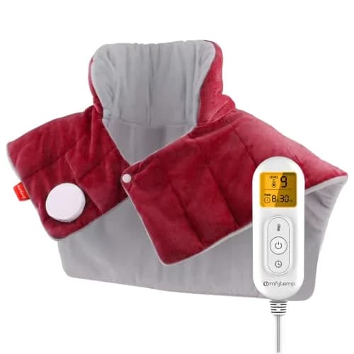 Comfytemp Weighted Heating Pad for Neck Shoulders Back 1.40kg (3.1lb) Red | Fast Heating & Auto Shut-Off thumbnail 1
