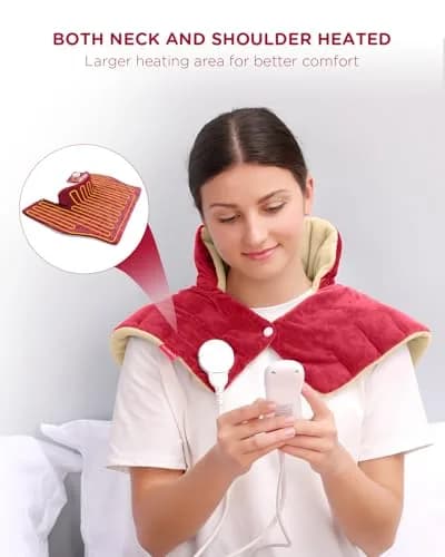 Comfytemp Weighted Heating Pad for Neck Shoulders Back 1.40kg (3.1lb) Red | Fast Heating & Auto Shut-Off thumbnail 5