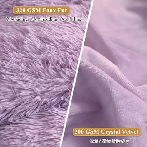 XeGe Fluffy Faux Fur Pillow Cases, Set of 2 Standard Orchid Tint, 51x66cm (20"x26") | Luxurious Soft Plush Decorative Covers thumbnail 4