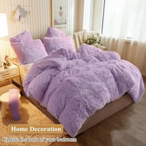XeGe Fluffy Faux Fur Pillow Cases, Set of 2 Standard Orchid Tint, 51x66cm (20"x26") | Luxurious Soft Plush Decorative Covers thumbnail 6