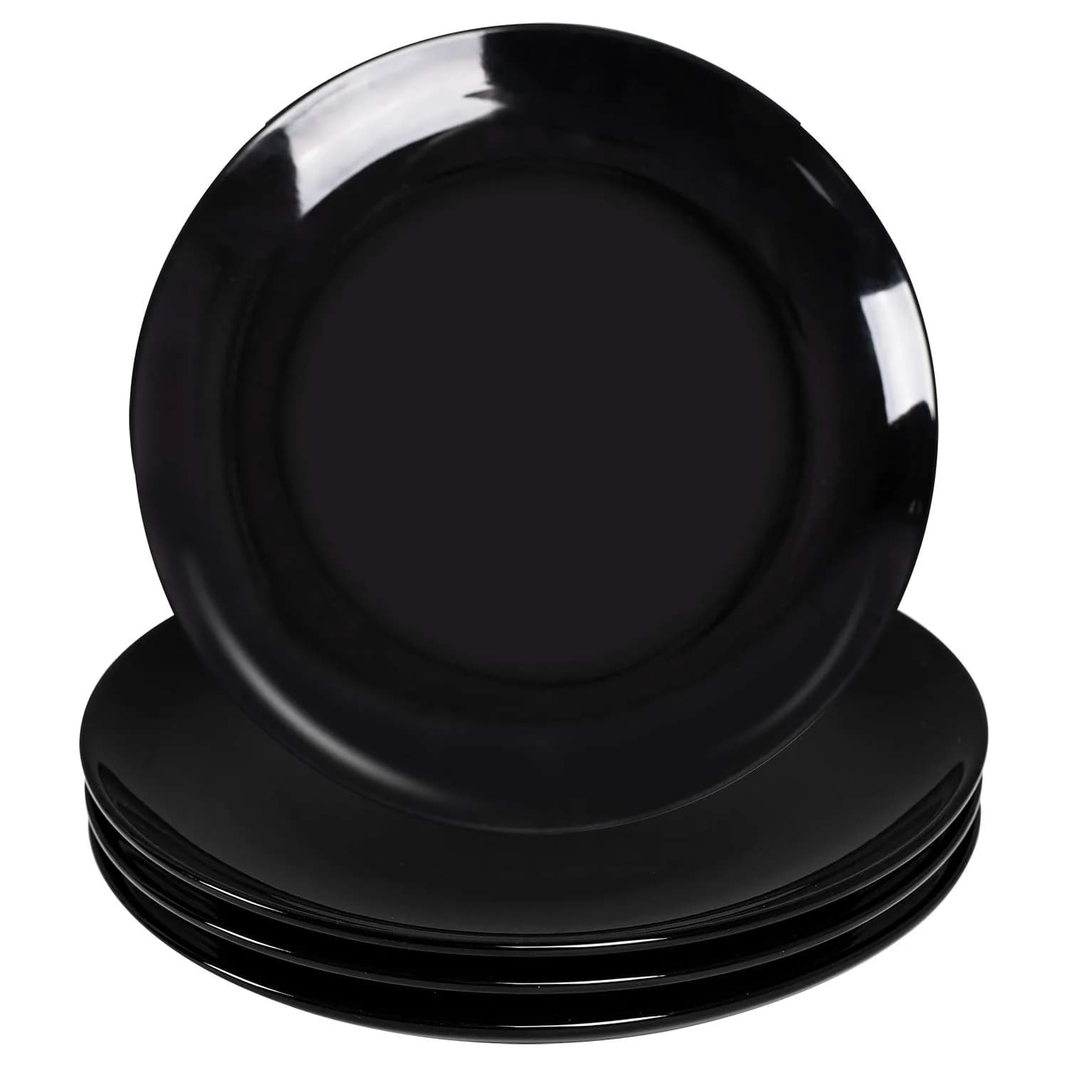 DELLING 10 Inch Black Porcelain Dinner Plates Set of 4 | Chip Resistant, Microwave & Oven Safe - main product image