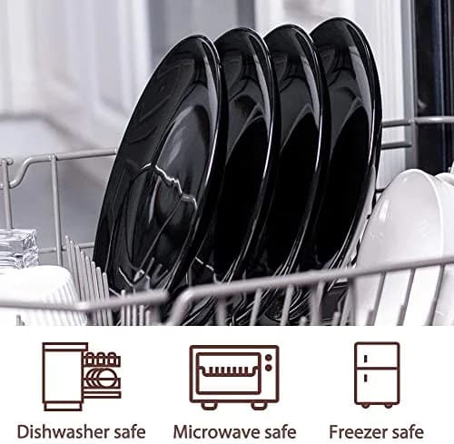 DELLING 10 Inch Black Porcelain Dinner Plates Set of 4 | Chip Resistant, Microwave & Oven Safe thumbnail 3
