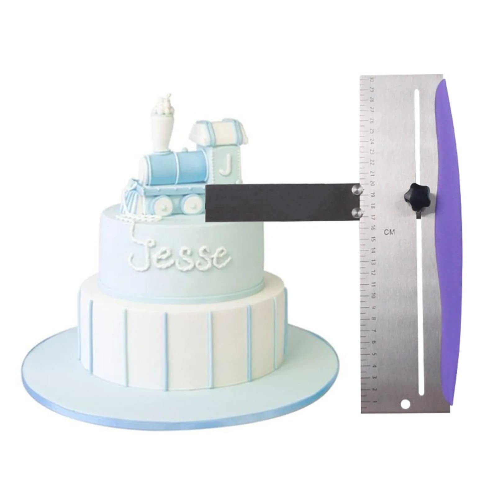 LVOERTUIG 12 Inch Adjustable Cake Scraper | Stainless Steel Cake Smoother with Scale, PP Handle