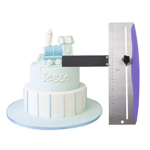 LVOERTUIG 12 Inch Adjustable Cake Scraper | Stainless Steel Cake Smoother with Scale, PP Handle thumbnail 1