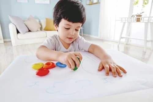Hape Easy Grip Crayons Triangular Shape Aqua 1 Count (Pack of 1) | Non-Toxic Art Supplies for Kids thumbnail 2