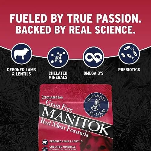 Annamaet Grain-Free Manitok Red Meat Formula Dry Dog Food, 12lb | Fresh Lamb, Potato-Free, Supports All Life Stages thumbnail 3