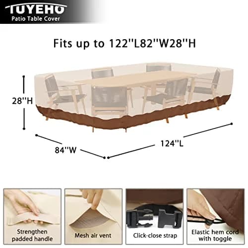 Tuyeho Heavy Duty 900D Outdoor Patio Furniture Set Cover 335cm x 213cm x 71cm | Waterproof & Windproof for All-Weather Protection thumbnail 5