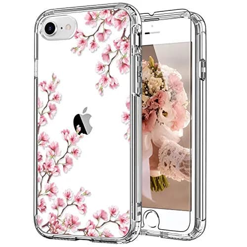 ICEDIO Cellular Phone Case for iPhone SE 2020/2022, 6.1 inch | Floral Transparent Slim Cover thumbnail 1