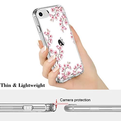 ICEDIO Cellular Phone Case for iPhone SE 2020/2022, 6.1 inch | Floral Transparent Slim Cover thumbnail 6
